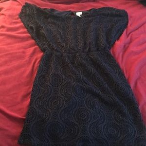 Blue lace printed dress